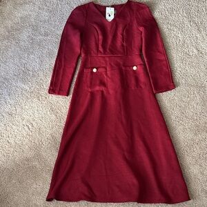 SHEIN Chic Burgundy Long Sleeve Dress